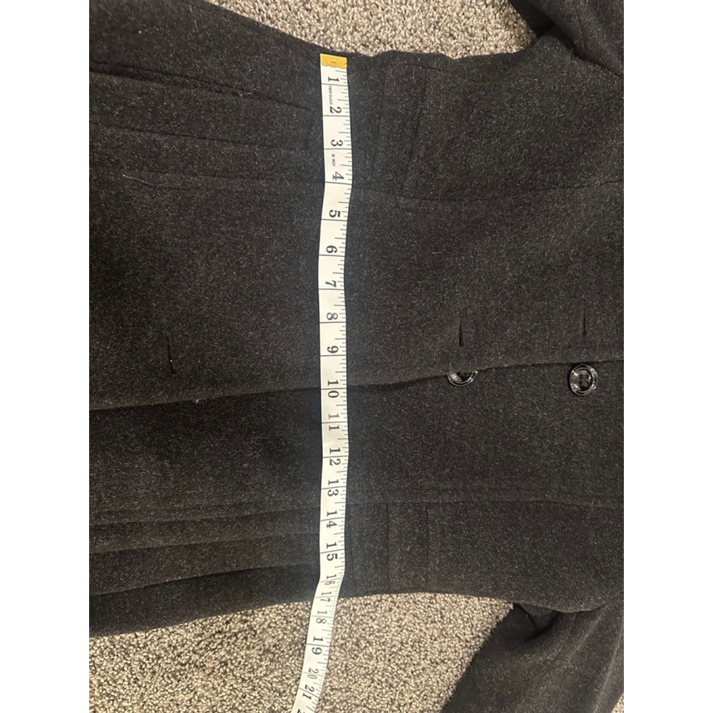 Anne Klein Gray Black Wool Blend Pea Coat Trench Petite 8 - Picture 11 of 13